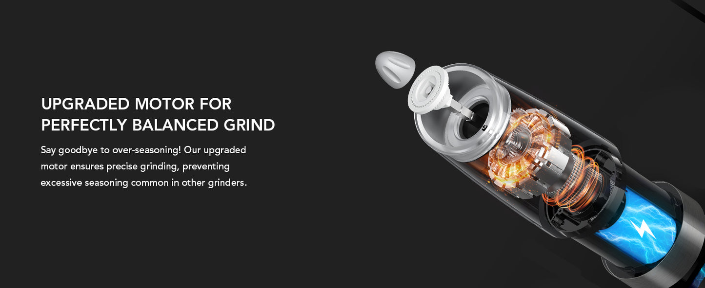 FORLIM Gravity Electric Salt and Pepper Grinder Set, USB Rechargeable 9oz Large Capacity Salt Grinder, Automatic One-Click Grinding One Hand Operated Adjustable Coarseness Pepper Mill(Silver)
