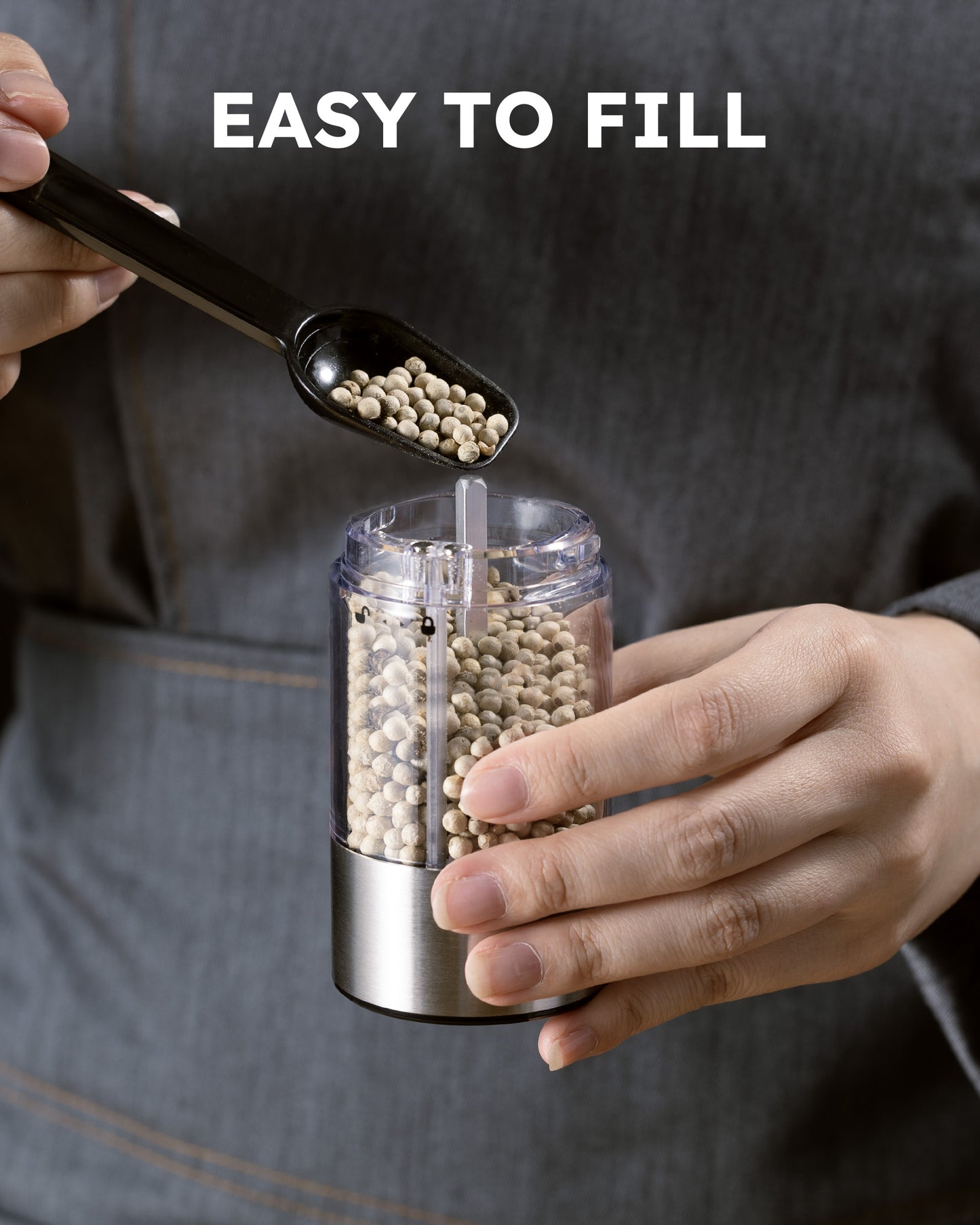 FORLIM Electric Salt and Pepper Grinder Set Rechargeable, Upgraded Washable, Automatic One-Handed Operation with LED, Adjustable Coarseness Pepper and Salt Grinder Refillable, Stainless Steel(Silver)