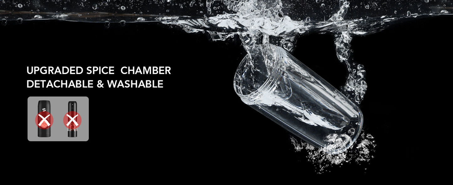 FORLIM Electric Salt and Pepper Grinder Set USB Rechargeable, 6 Oz Capacity with Led Light, Adjustable Coarseness Stainless Steel Gravity Pepper Mill for Kitchen, Outdoor, 1 Pack (Metallic Gunmetal)