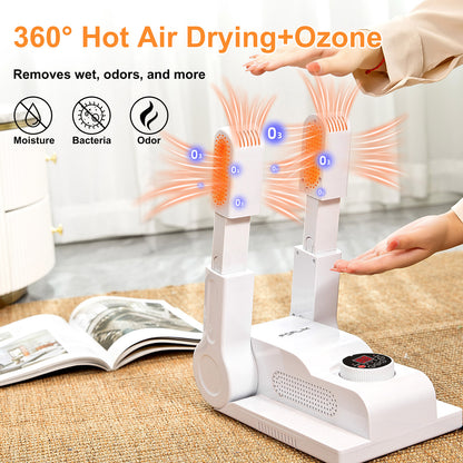 FORLIM [Upgraded Temperature Control] Boot Dryer for Work Boots - Shoe Dryer with 24-Hour Delay Timer, Portable Glove Dryer & Boot Warmer, Automatic Shut-Off Timer, Folding Design, Smart Panel, White