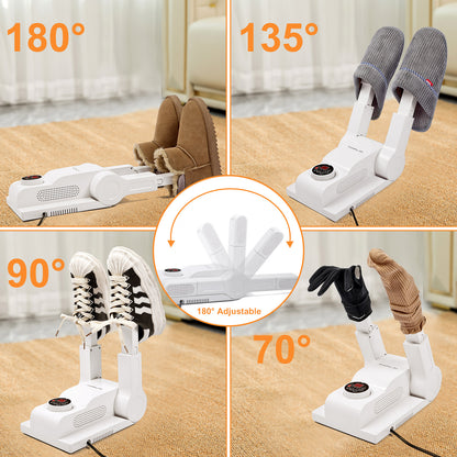 FORLIM [Upgraded Temperature Control] Boot Dryer for Work Boots - Shoe Dryer with 24-Hour Delay Timer, Portable Glove Dryer & Boot Warmer, Automatic Shut-Off Timer, Folding Design, Smart Panel, White