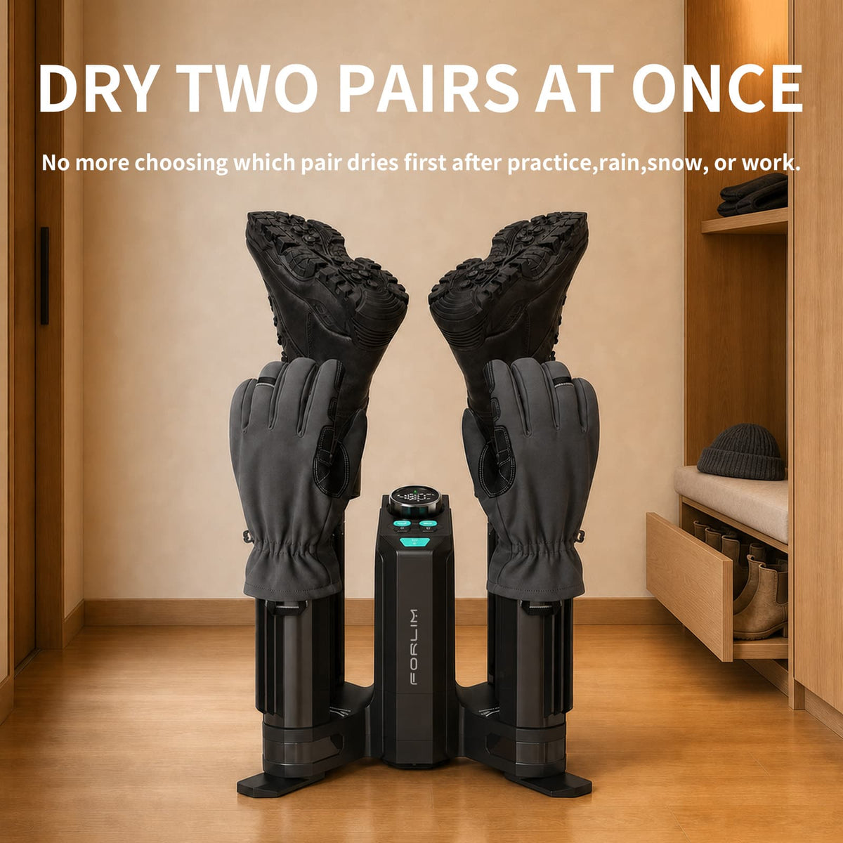 Shoe & Boot Dryer, 4 Ports, PTC Heating, 4 Drying Modes