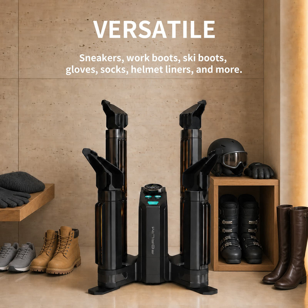Shoe & Boot Dryer, 4 Ports, PTC Heating, 4 Drying Modes