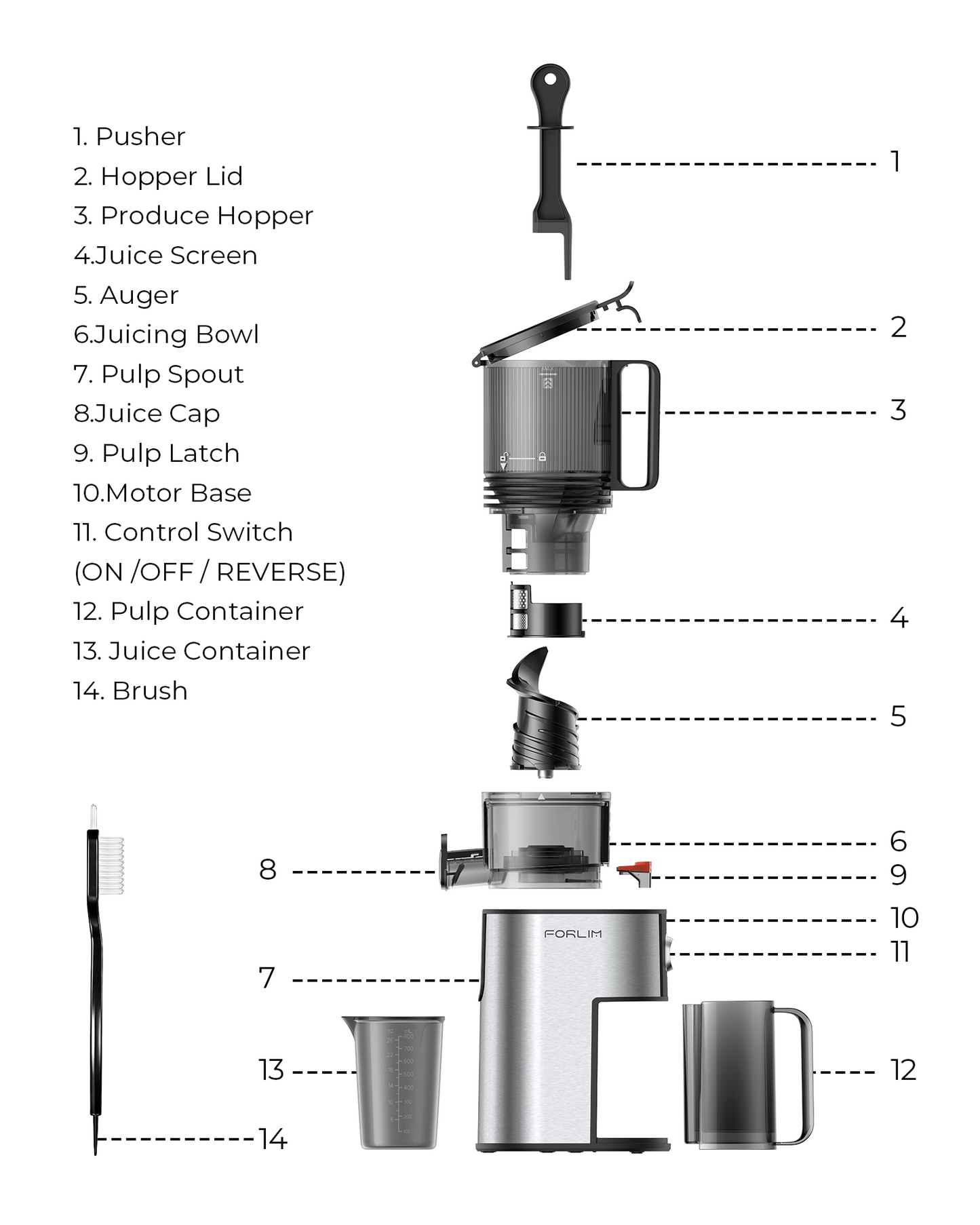Cold Press Juicer with 5.2" Large Feed Chute Fits Whole Fruits