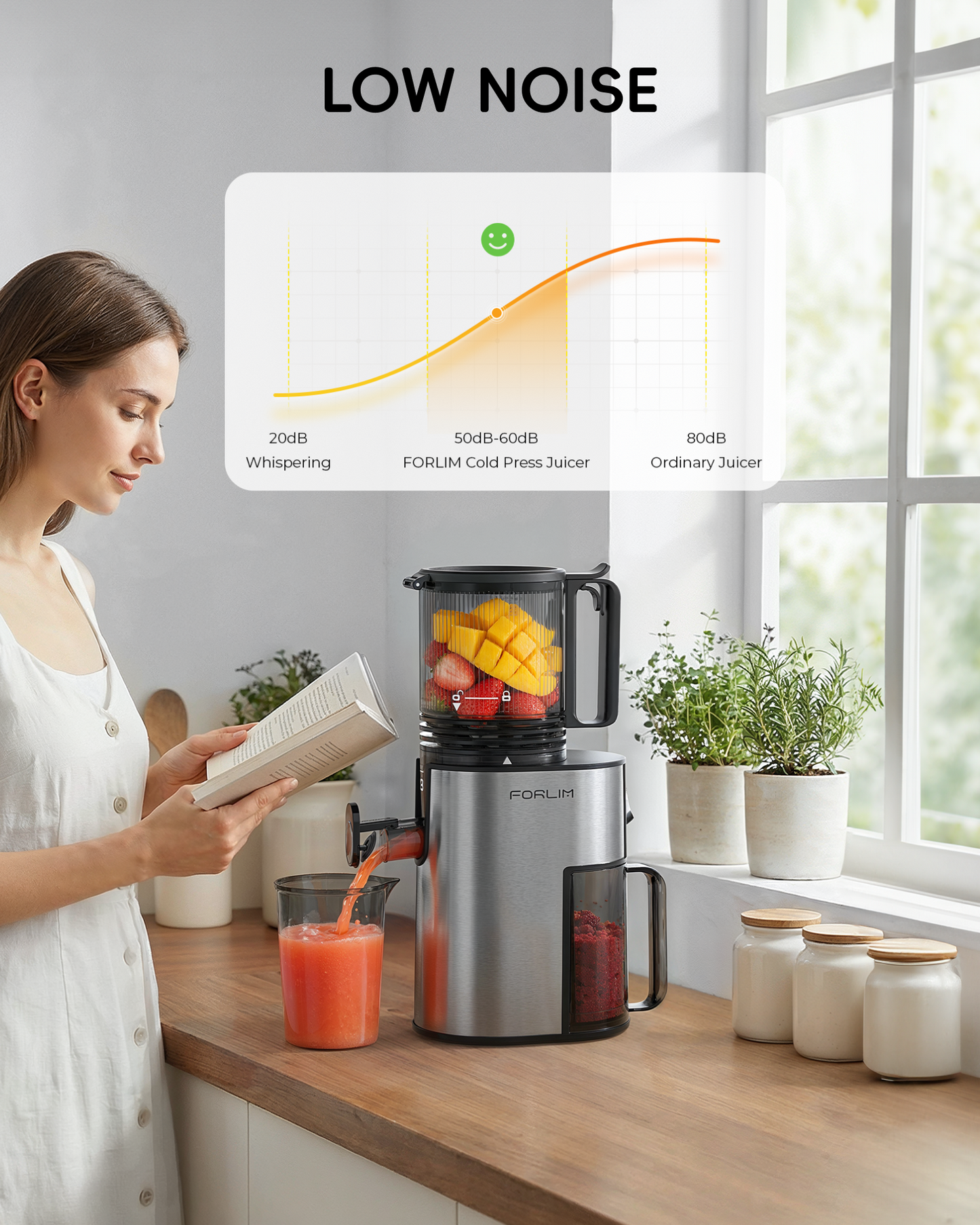 Cold Press Juicer with 5.2" Large Feed Chute Fits Whole Fruits