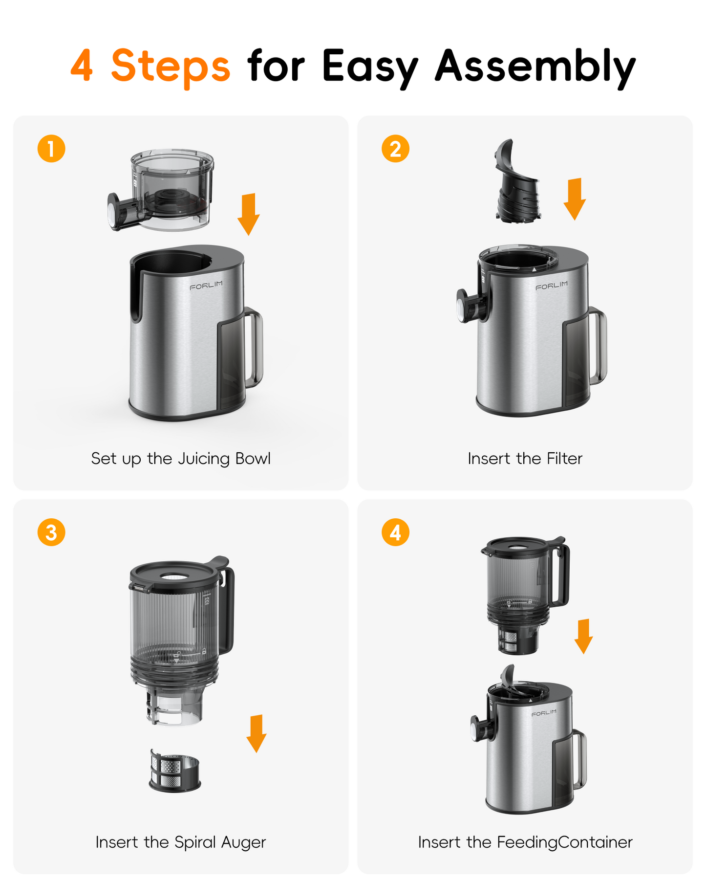 Cold Press Juicer with 5.2" Large Feed Chute Fits Whole Fruits