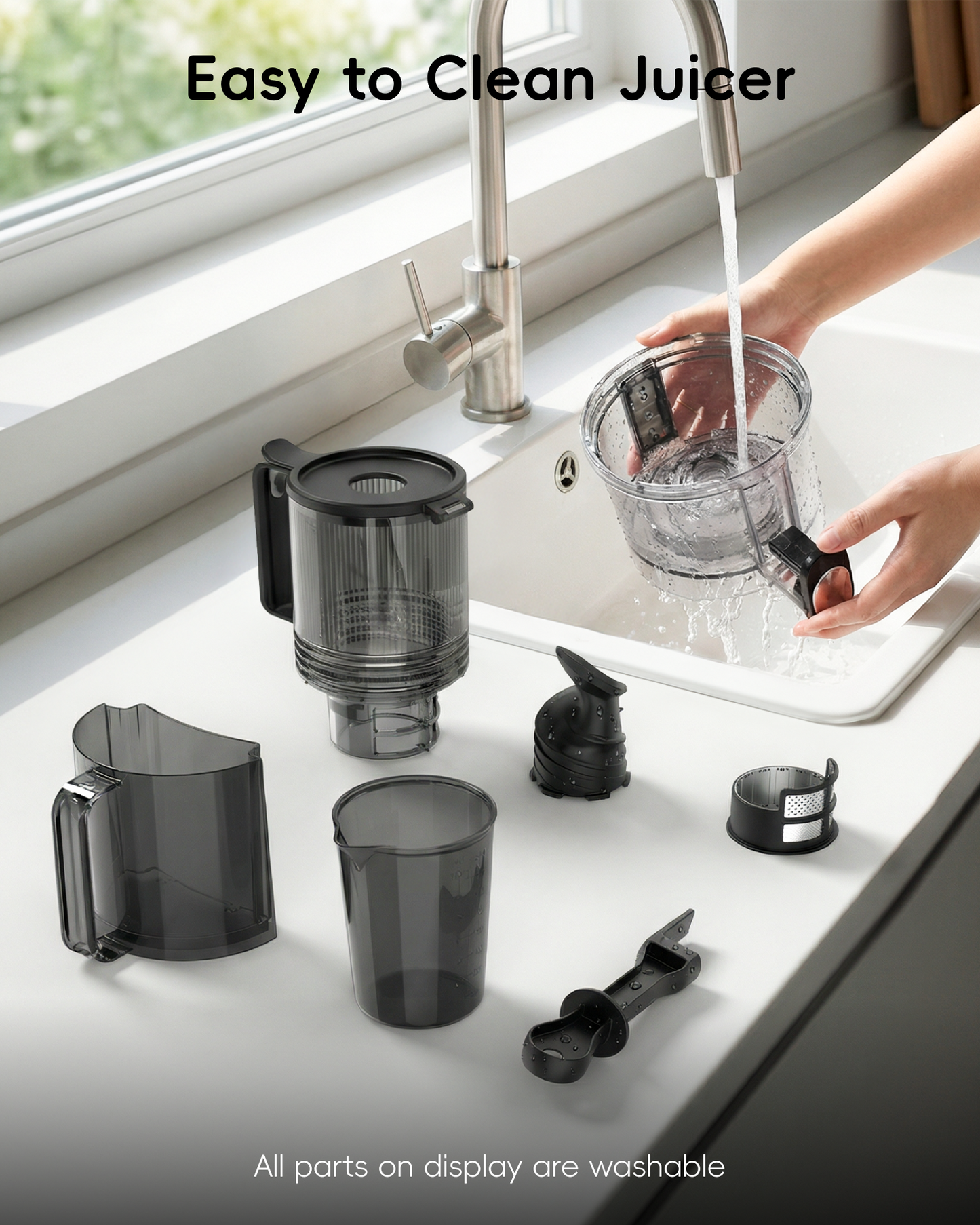 Cold Press Juicer with 5.2" Large Feed Chute Fits Whole Fruits