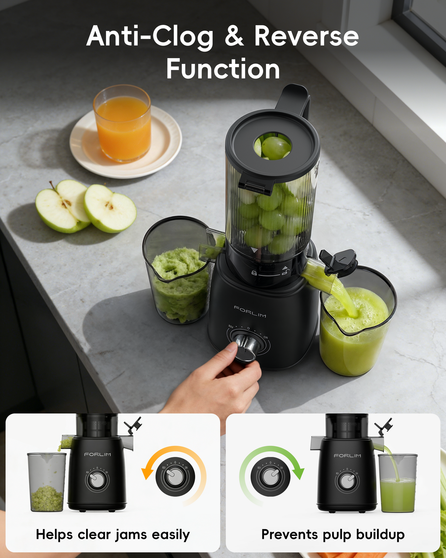 High-Yield Cold Press Juicer with Large Feed Chute