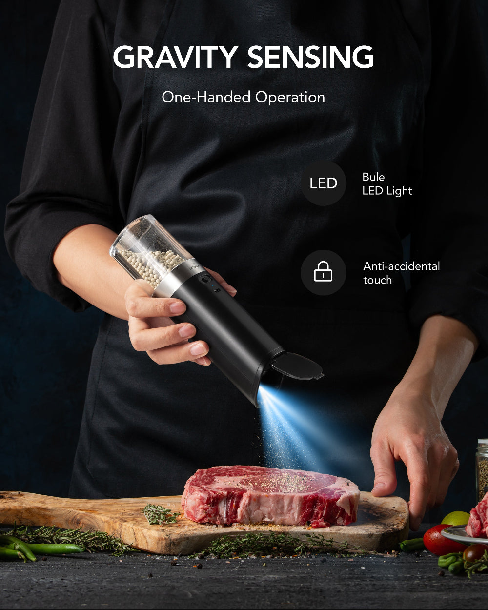 FORLIM USB Rechargeable Salt and pepper grinder set,with Integrated Dust Cover, Gravity-Operated Pepper Mill, Adjustable Coarseness, Portable and Suitable for Travel and Outdoor(White&Black)
