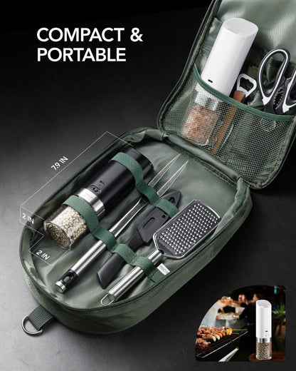 FORLIM USB Rechargeable Salt and pepper grinder set,with Integrated Dust Cover, Gravity-Operated Pepper Mill, Adjustable Coarseness, Portable and Suitable for Travel and Outdoor(White&Black)