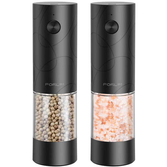 Electric Salt and Pepper Grinder Set (2 Packs, Black)