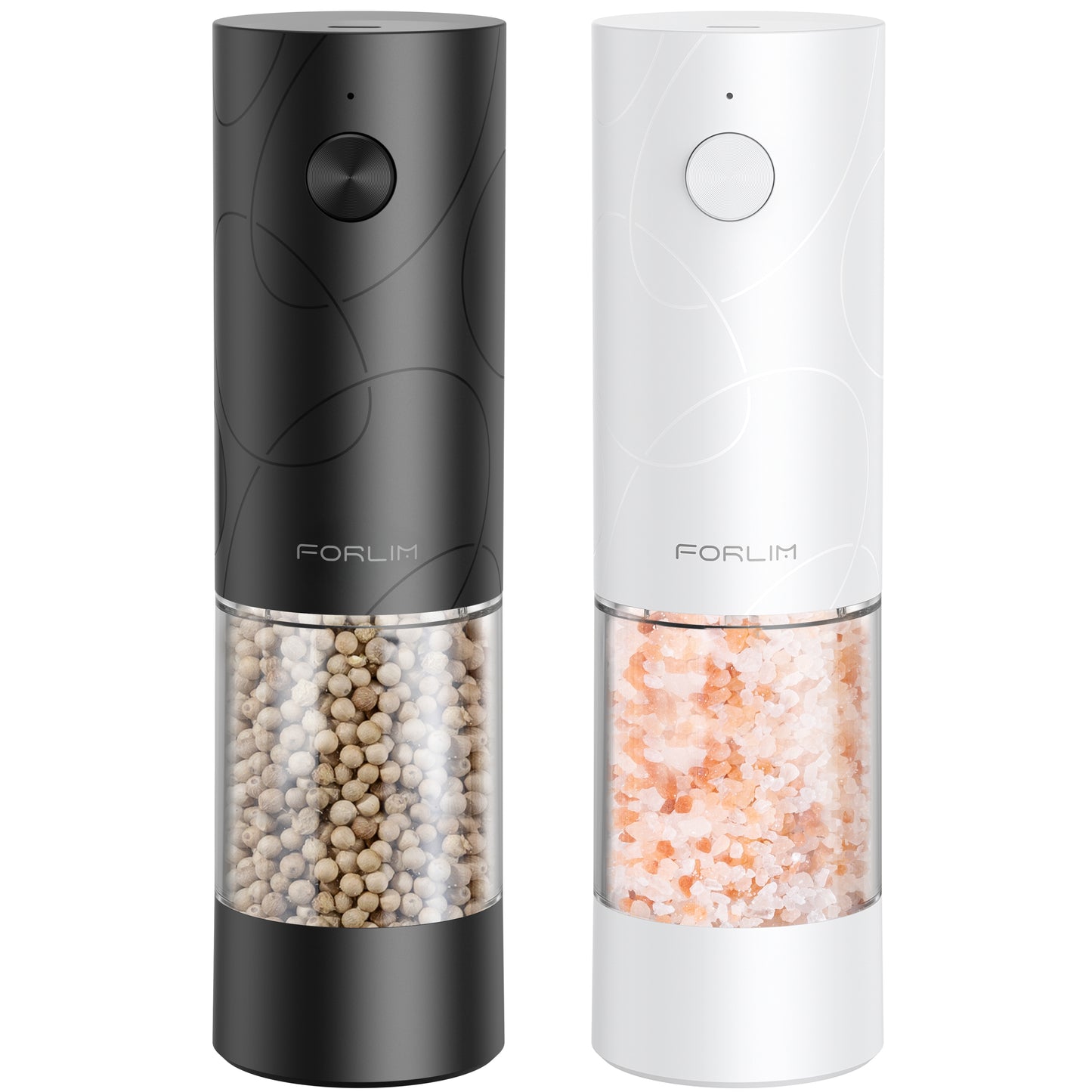 Electric Salt and Pepper Grinder Set (2 Packs, Black & White)